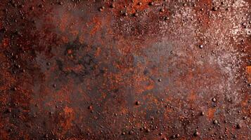 Textured surface of oxidized iron with deep red and brown rust ideal for grunge backgrounds photo