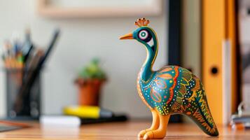 A whimsical Emu toy sits on a desk, ready to bring a smile to anyone's day photo