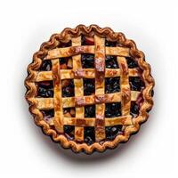 Freshly baked pie with lattice crust, ready to be devoured photo