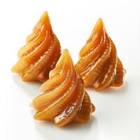 Three Yatsuhashi pastries in a triangular arrangement photo
