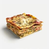 A single serving of vegetarian lasagna, freshly baked and ready to eat photo