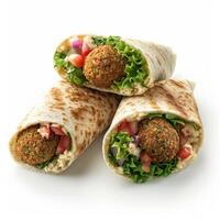 Falafel wraps with fresh vegetables and hummus photo
