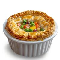 Vegetarian pot pie with pea, carrot, and vegetable filling photo