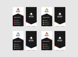 Set of creative vertical business card print templates. Flat-style illustration. Stationery Design, modern vertical calling card vector