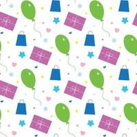 Holiday background, birthday, seamless pattern, colorful objects on white background vector