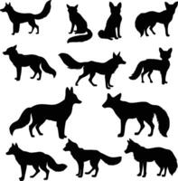 Silhouette Collection of Foxes for logos and artwork compositions Free vector