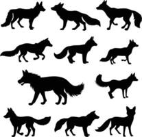 Silhouette Collection of Foxes for logos and artwork compositions Free vector