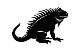 Iguana Silhouette Clipart isolated on a white background vector