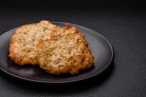 Delicious fried pork or chicken chops breaded with salt and spices photo