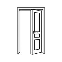 Door icon black home open and lock outline enter design. vector