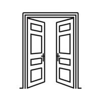 Door icon black home open and lock outline enter design. vector