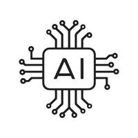 AI chip tech smart electronic core science system design. vector