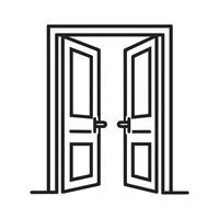 Door icon black home open and lock outline enter design. vector