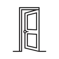 Door icon black home open and lock outline enter design. vector