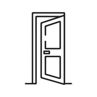 Door icon black home open and lock outline enter design. vector