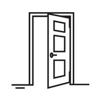 Door icon black home open and lock outline enter design. vector