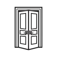 Door icon black home open and lock outline enter design. vector