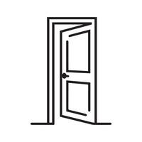 Door icon black home open and lock outline enter design. vector