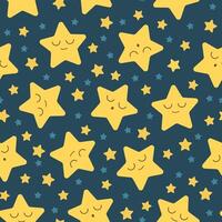 sleeping seamless pattern, cute sleeping stars in outer space vector