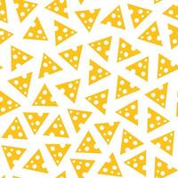 cheese seamless pattern, a collection of triangular shaped cheese pods scattered on a transparent background vector