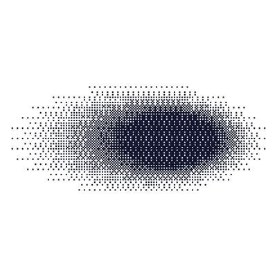 Gradient dot shadow effect with grainy texture. Halftone circles and noise. Flat illustration isolated on white background.