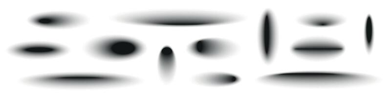 Realistic shadow set with round shapes. black shade effect. Isolated object. Flat illustration on white background. vector