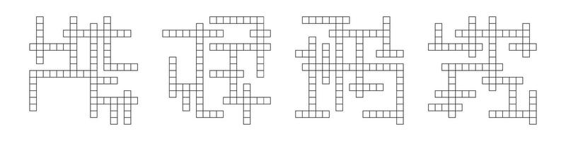 Crossword puzzle template with blank word grid. pattern for newspaper crosswords game. Flat illustration isolated on white background. vector