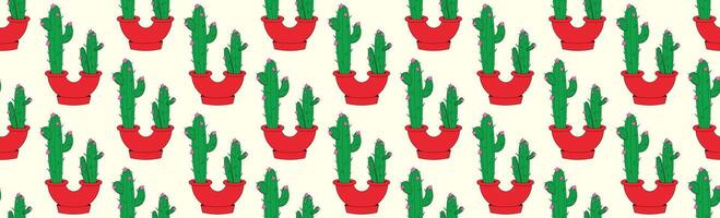 Seamless pattern with indoor plants in flat style. vector