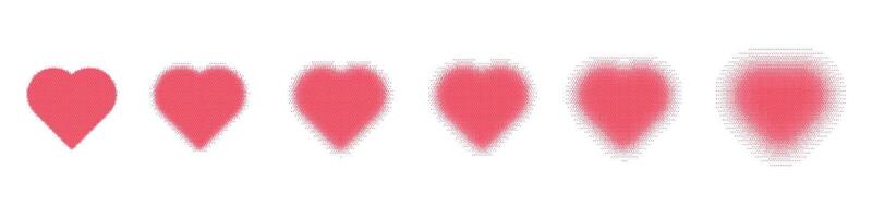 Gothic red heart with grunge texture and halftone gradient. Y2K Gradient dot gothcore style. Flat illustration isolated on white background. vector