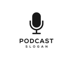 Microphone radio podcast logo design. Podcast channel or radio logo design using microphone. vector