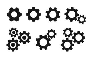 Gear icon set. Gear Settings symbol, cogwheel. Functions symbol. Settings icon vector