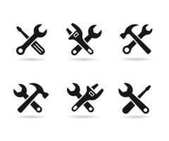 Tools and Service icons set. Wrench, screwdriver icon. Settings and repair, service sign. Screwdriver and wrench glyph icon. vector