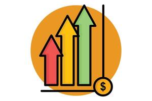 Business growth icon. arrow with dollar. icon related to business start up. colored outline icon style. business elements illustration vector