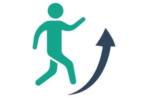 Career icon. people with arrow. icon related to advance . solid icon style. business elements illustration vector
