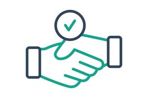 Hired icon. handshake with check mark. icon related to recruit. line icon style. business elements illustration vector