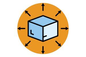 Distribution icon. pack box with arrow. icon related to delivery. colored outline icon style. business elements illustration vector