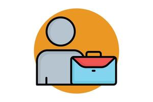 Employee icon. man with briefcase. icon related to represent. colored outline icon style. business elements illustration vector