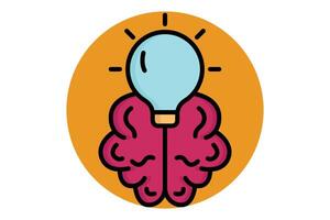 Brainstorm icon. brain with lightbulb. icon related to idea, inspire. colored outline icon style. business elements illustration vector
