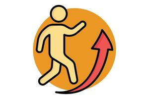 Career icon. people with arrow. icon related to advance. colored outline icon style. business elements illustration vector