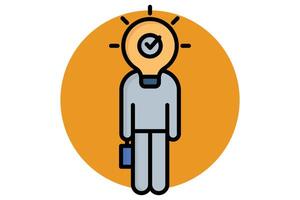 Brand awareness icon. people with lightbulb. icon related to recognize. colored outline icon style. business elements illustration vector