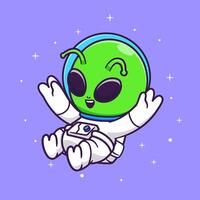 Cute Alien Astronaut Floating In Space Cartoon vector