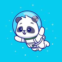 Cute Panda Astronaut Floating In Space Cartoon vector