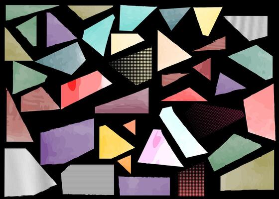 A set of torn paper frames.