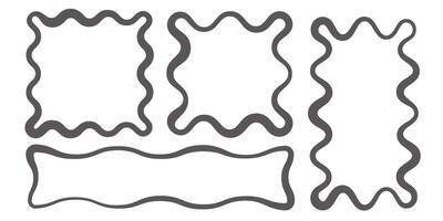 Y2k squiggle frame. Zigzag wavy border for story. Rectangle serrated retro groovy shapes set. Cute funky geometric posters for modern design. Aesthetic elements. vector