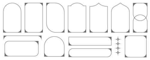 Set of outline aesthetic design frame. Minimal modern graphic. Abstract oval arches. Geometric trendy signs. vector
