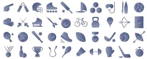 Set of sports illustrations with a simple design decorated with a light gradient on a white background. Sports icon. vector