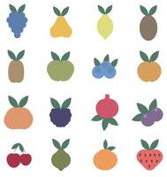 Set of fruit line icons. Color icons. Contains commonly used fruits. vector