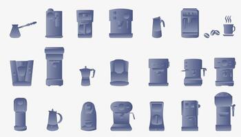 Coffee machine icon design. Various types of coffee machines. Blue color gradient. vector