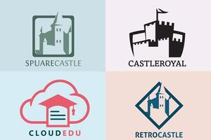 Collection of Castle design concept. Castle Tower Template. Kingdom icon design. vector