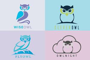 Collection of Owl Planet logo design. template ready for use. Owl logo in modern colorful logo design. Owl creative icon logo design. vector